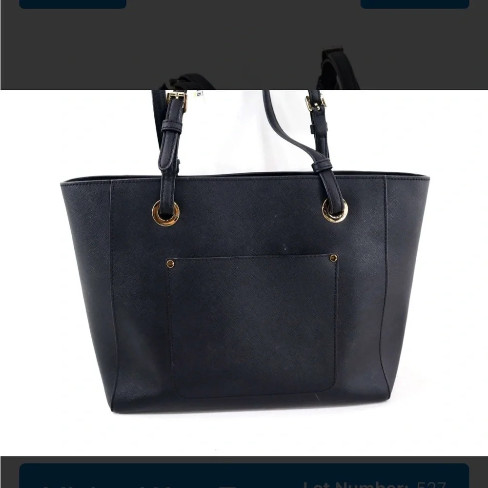 Michael Kors Black Leather Tote with Gold Accents